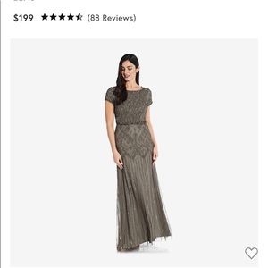 SHORT SLEEVE BLOUSON BEADED GOWN IN LEAD